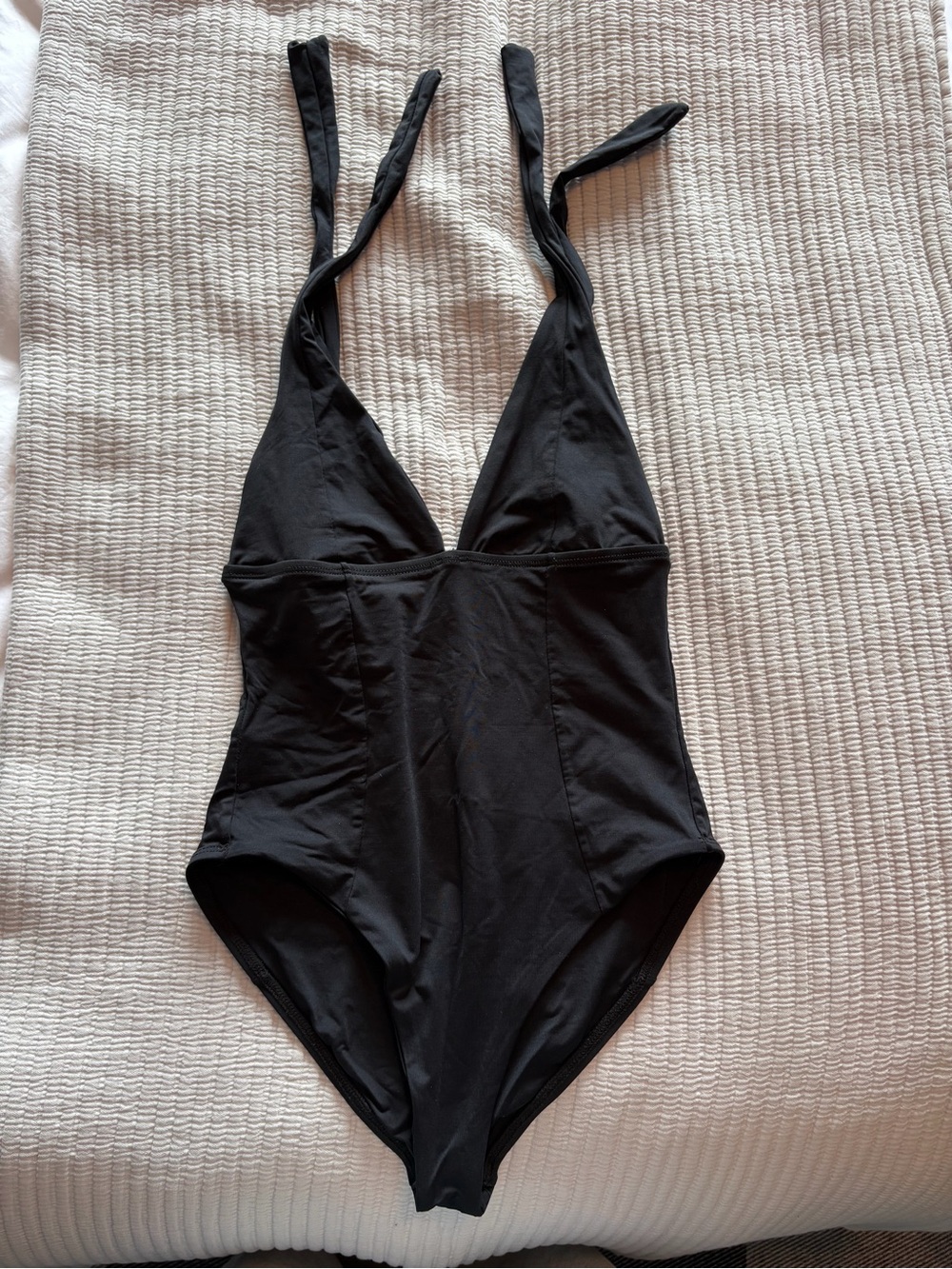 L*SPACE Coco Plunge One Piece Swimsuit Black Deep V Size 6